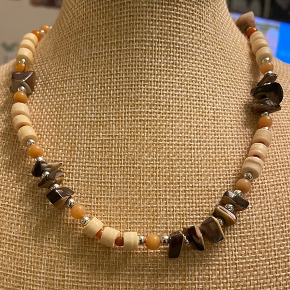 Boho bead and stone necklace - Picture 2 of 5